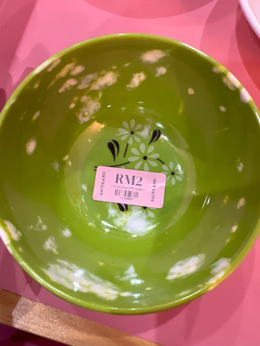178 mm Green Floral Bowl