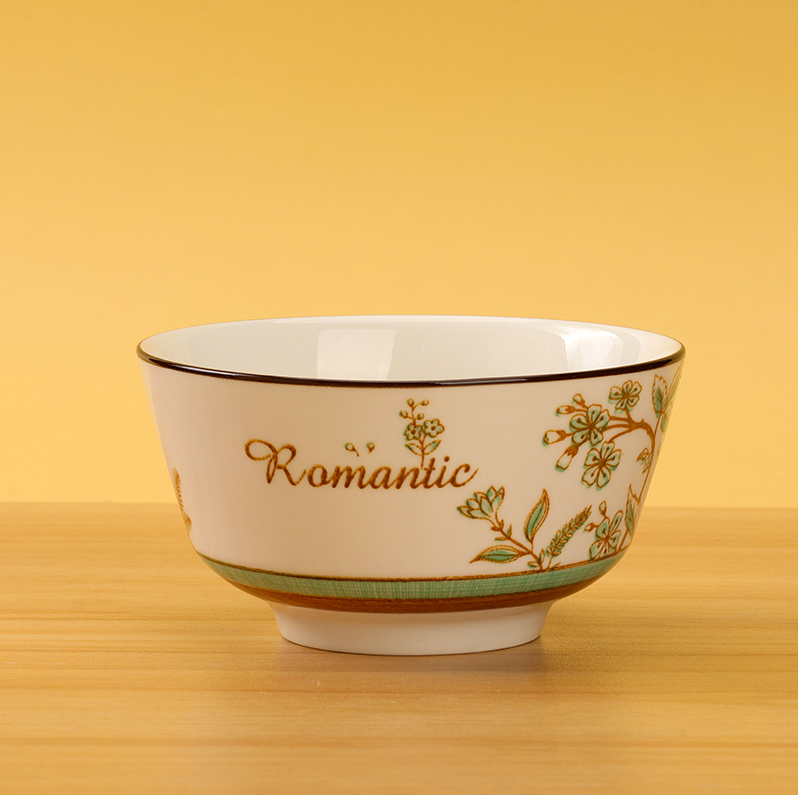 Romantic’ pattern bowl with green trim RM1 Shop - budget kitchenware Satuland KL. Mangkuk corak ‘Romantic’ trim hijau RM1 Kedai -peralatan dapur bajet KL.